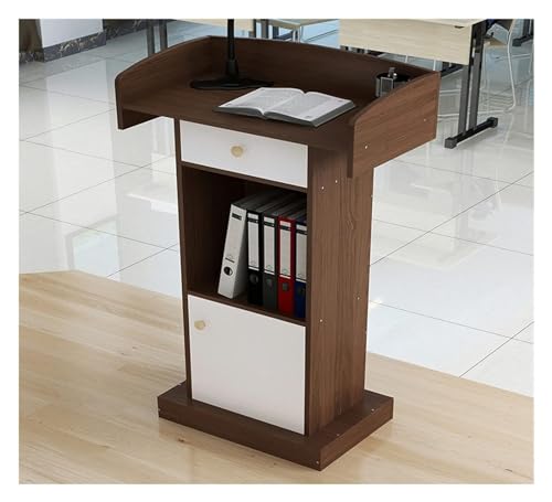 SMuCkS Professional Wood Lectern Podium with Wide Desktop - Floor-Standing Speech Church Pulpit (Color: A, Size: 60x42x124cm)