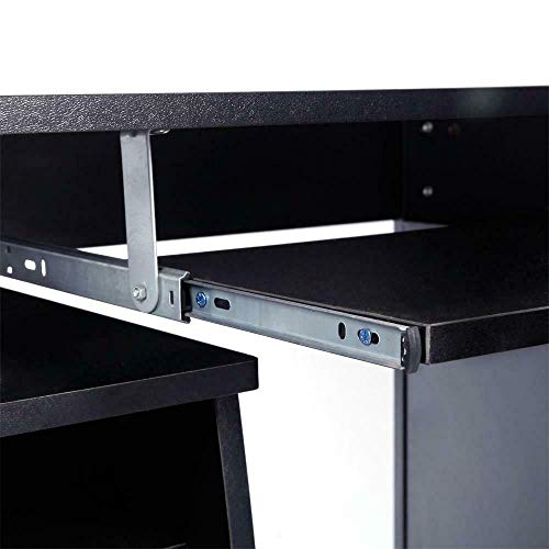 Black Home Office Style Computer Desk Slide-Out Keyboard Tray 3 Storage Drawers 1 Cabinet with 2 Layers Shelf Laptop Notebook PC Workstation Writing Reading Table Ideal for Business Or Personal Use