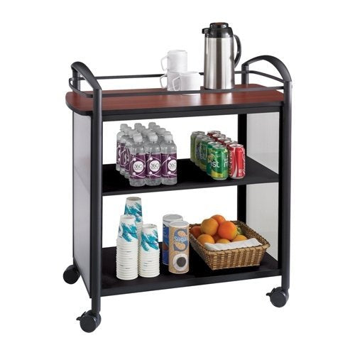 Safco Products 8967BL Impromptu Beverage Hospitality Cart, Cherry Top/Black Frame