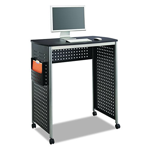 Safco Products 1908BL Scoot Stand Up Computer Workstation Desk with File Pocket, Black