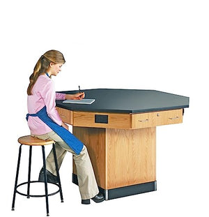 Diversified Woodcrafts Kinetic Octagon Classroom Workstation, 62"W x 62"D x 36"H, Epoxy Resin Top