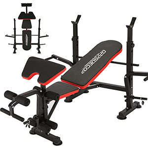 OppsDecor Weight Bench Adjustable Workout Bench Fitness Barbell Rack Strength Training for Home Gym (Carbon)
