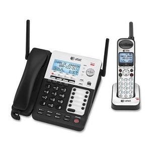 AT&T SynJ SB67138 DECT Cordless Phone - Silver - Cordless - 4 x Phone Line - Speakerphone - Answering Machine - Caller ID - Backlight