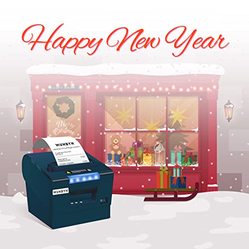 MUNBYN Receipt Printer P068, 3 1/8" 80mm Direct Thermal Printer, POS Printer with Auto Cutter - Receipt Printer with USB Serial Ethernet Windows Driver ESC/POS Support Cash Drawer