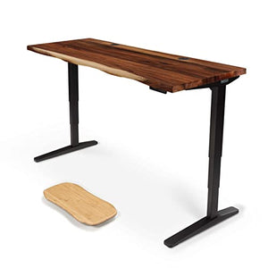 UPLIFTDESK Live Edge Solid Wood Standing Desk 72x30 - Black C-Frame, Keypad, Wire Management