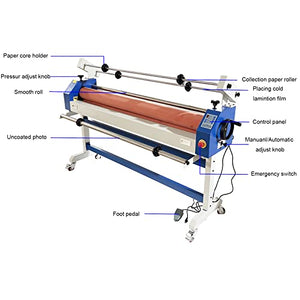 TECHTONGDA 63 Inch Cold Roll Laminator Semi Auto Electric Manual Vinyl Photo Film Laminating Machine