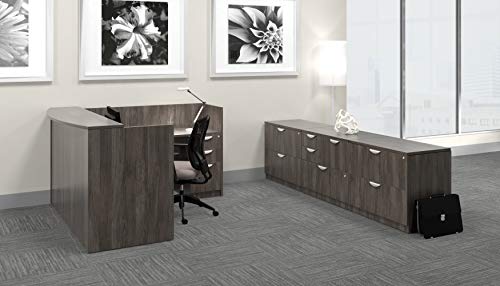 G GOF Double Workstation Cubicle (11'D x 6.5'W x 4'H) - Desk Only, Artisan Grey