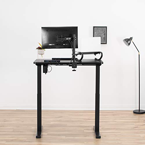 VIVO Electric 43 x 24 inch Stand Up Desk, 3 Section Table Top with Frame, Height Adjustable Standing Workstation with Simple Controller, Black, DESK-EP43TB