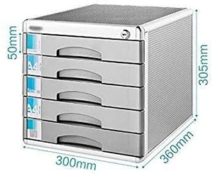 None File Storage Cabinet High-Hardness Aluminum Alloy Lockable Drawer Organizer Grey 5-Layer