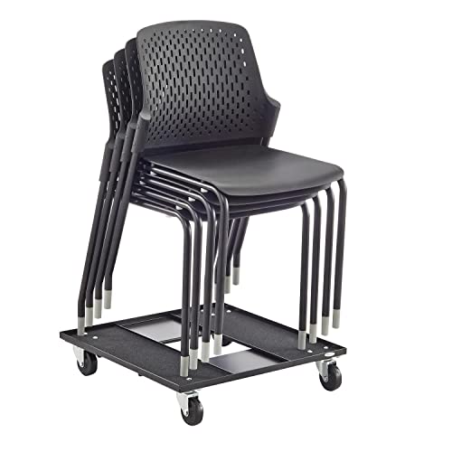 Safco Next Stacking Chair Set of 4, Black Plastic Seat, Steel Frame