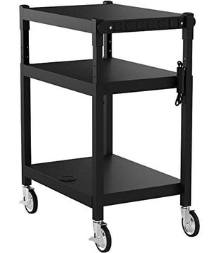 Safco Products 8932BL Steel Adjustable Height AV Cart, Black