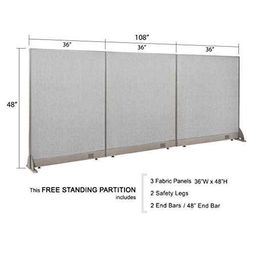GOF Freestanding Office Partition, Large Fabric Room Divider Panel, 108" W x 48" H