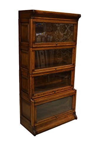 Crafters and Weavers Mission Oak 4 Stack Barrister Bookcase Made of Solid Oak