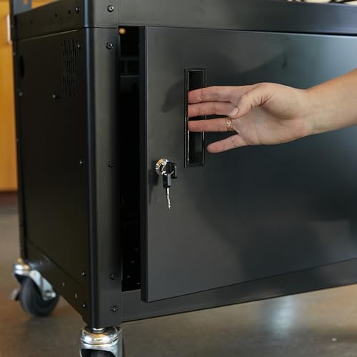 ECR4Kids AV Presentation Cart Stand with Storage Box, Rolling Storage, Black
