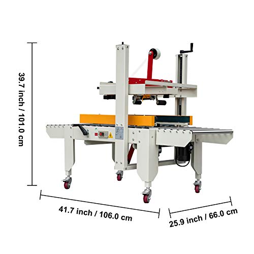 VEVOR Box Sealing Machine, 180W Case Sealer, Carton Sealer 0-18 m/min in Conveying Speed, Automatic Box Sealer, Double-Flap Case Sealer, Carton Taping Machine with Four Rolls of Tape