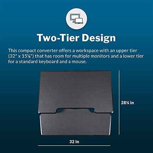 VariDesk Electric Pro Plus 32 by Vari - Flexible Standing Desktop Converter - Quick Sit to Stand Desk Riser with Touch Button Adjustment - No Assembly Required (Black)