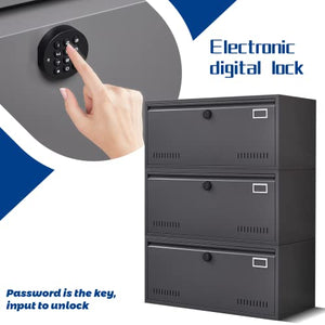 Veemuaro Electronic Digital Lock File Cabinet - Large Metal Vertical Filing Cabinet for Home Office (3 Drawer)