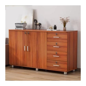 AcLipS Office File Cabinet with Lock - Four Drawers Plus Storage - Light Brown