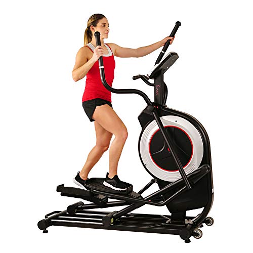 Sunny Health & Fitness Electric Eliptical Trainer Elliptical Machine w/Devicec Holder, Programmable Monitor and Heart Rate Monitoring, 300 LB Max Weight and 20"" Stride - SF-E3875, Black