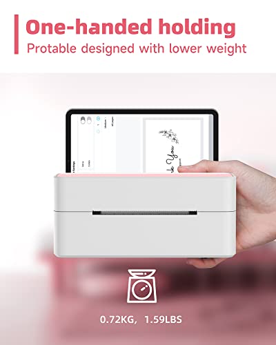 Bluetooth Thermal Label Printer - Wireless Label Printer, High-Speed Shipping Label Printer, Support iPhone, iPad, Android and Windows, Pink Label Printer for Ebay, Amazon, Canva, Etsy, USPS, UPS