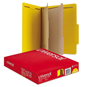 Universal Pressboard Classification Folders, Letter, Six-Section, Yellow, 10/Box (10304), 10 Pack