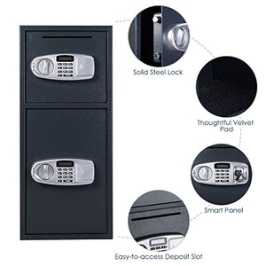 Giantex Safe Box Security Lock Box with Double Door and Keys Digital Safe Depository Drop Box Safes Home Office Security Lock for Gun Cash Valuable Storage