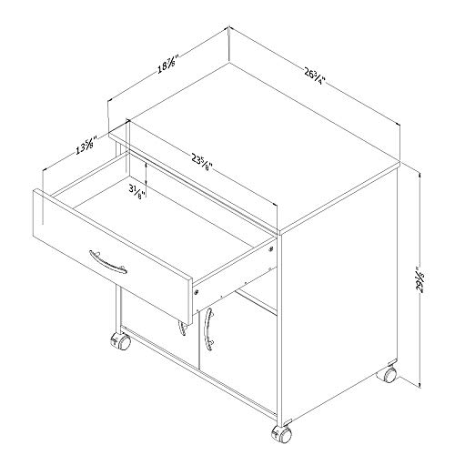South Shore 2-Door Printer Stand with Storage on Wheels, Pure White