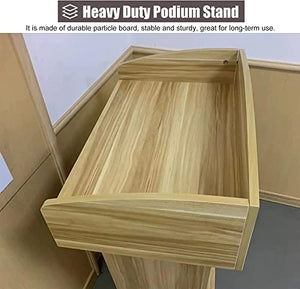 DARZYS Wood Podium Stand with 2 Tier Storage - Natural Color