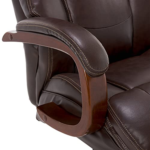 La-Z-Boy Fairmont Big and Tall Executive Office Chair with Memory Foam Cushions, High-Back, Bonded Leather - Biscuit Brown