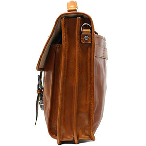 Floto Firenze Leather Buckle Strap Briefcase Bag - 2 Gusset … (Olive Honey Brown)