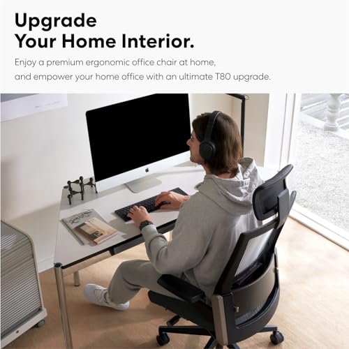 SIDIZ T80 Premium Ergonomic Office Chair: Adjustable Headrest, Lumbar Support, 3D Armrests, Forward Tilt, Seat Depth - Black