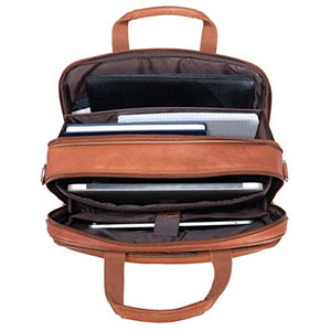 Kenneth Cole Reaction Resolute Men's Briefcase Full-Grain Colombian Leather 16" Laptop Portfolio Messenger Bag, Cognac, One Size
