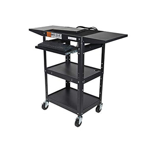Pearington Rolling AV Cart with Drop Leaves and Adjustable Shelves