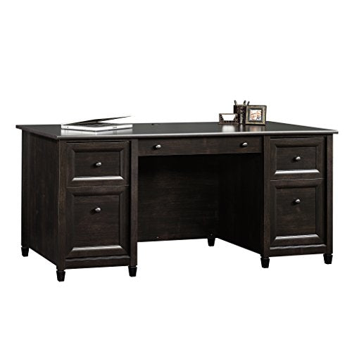 Sauder 409042 Edge Water Executive Desk, L: 65.12" x W: 29.53" x H: 29.37", Estate Black finish