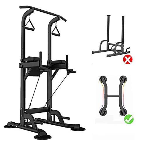 GREARDEN Power Tower Dip Station Pull Up Bar Exercise Tower Adjustable Pull Up Station Pull Up Tower Bar for Home Gym Multi-Function Strength Training Fitness Equipment