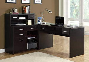 Monarch Specialties Hollow-Core L-Shaped Home Office Desk, Cappuccino