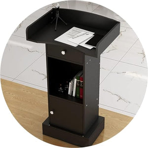CAMBOS Portable Lectern Podium Stand with Open Storage - Modern Design for Churches and Conferences