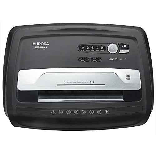 Aurora Anti-Jam 20-Sheet Crosscut CD/Paper and Credit Card Shredder, 7-Gallon pullout Basket, 60 Minutes Continuous Run Time