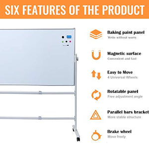 Whiteboard with Stand 72" x 36"Large Mobile Whiteboard Rolling Magnetic Dry Erase Board Office Classroom White Board on Wheels (72“×36“)