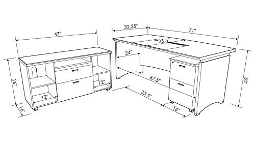 Washington Executive Desk with Return and File Cabinet - Black