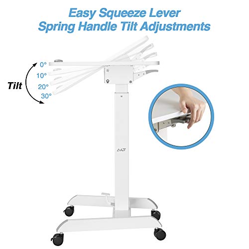 AVLT Mobile Workstation with Tilting Desk - Height Adjustable Standing Desk Cart