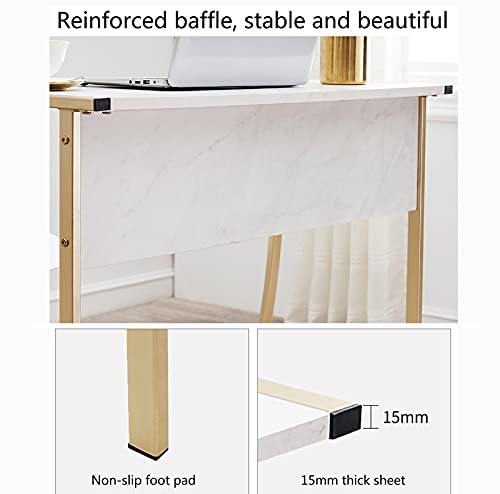 Shelf Computer Desk, 33.1 inch Home Office Writing Desk, Modern PC Table, Workstation for Home/Office, Gold Frame/Black Frame (Color : Black)