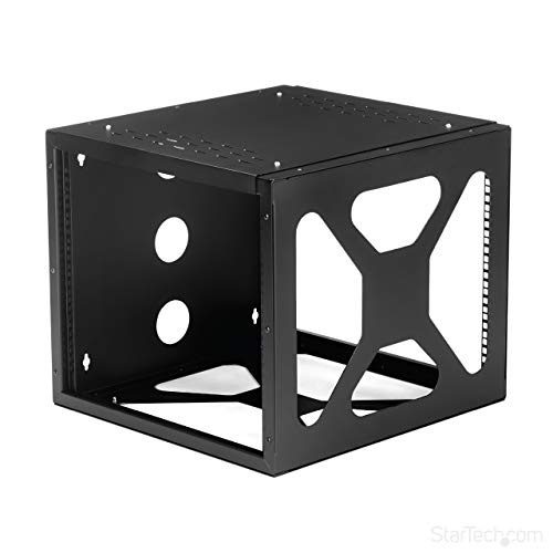 StarTech.com 8U Open Frame Wall Mount Rack - Sideways Wall Mount IT Equipment Rack Cabinet - 20.8 in Depth Server Room Rack (RK819SIDEM)