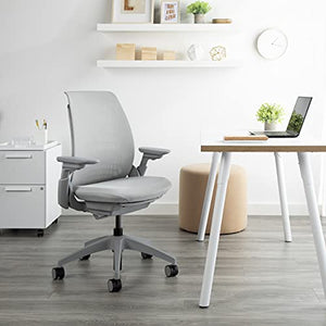 Allsteel Mimeo Mesh Office Chair with Lumbar Support, Adjustable Arms, Activated Recline, 300lb Max Weight - Light Gray Loft