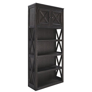 Ashley Furniture Signature Design - Tyler Creek Large Bookcase - Casual - 3 Shelves/1 Cabinet - Grayish Brown/Black Finish - Antiqued Bronze Hardware