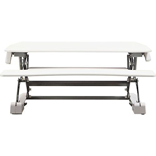 Lorell LLR99554 Sit-to-Stand Gas Lift Desk Riser, White