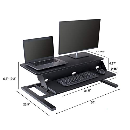 Stand Up Desk Store Power Pro Electric Adjustable Height Two Tier Standing Desk Converter (Black, 36" Wide)