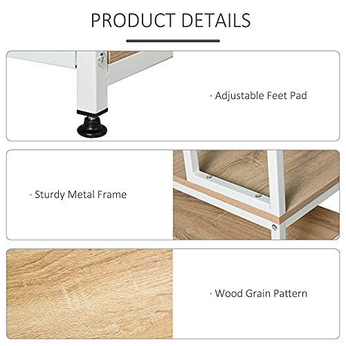 HOMCOM Industrial Double Computer Desk with Hutch and Storage Shelves, Extra Long Home Office Writing Table 2 Person Workstation, CPU Stand, Oak Wood Grain