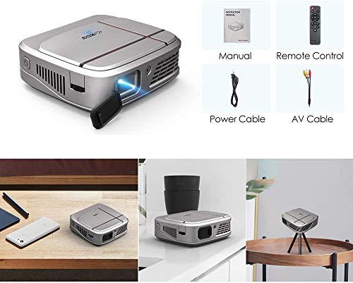 Mini DLP Projector,Wireless WiFi Rechargeable Projector Large Display Support 3D/1080p/Screen Mirroring/HDMI/USB for Home Theater Indoor Outside Movie Video Game Fire TV Stick Laptop Tablet Computer