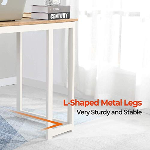 GreenForest Large L Shaped Desk and Computer Desk Bundle, Industrial Gaming Writing Desk Wrokstation Home Office Furniture Set, Oak